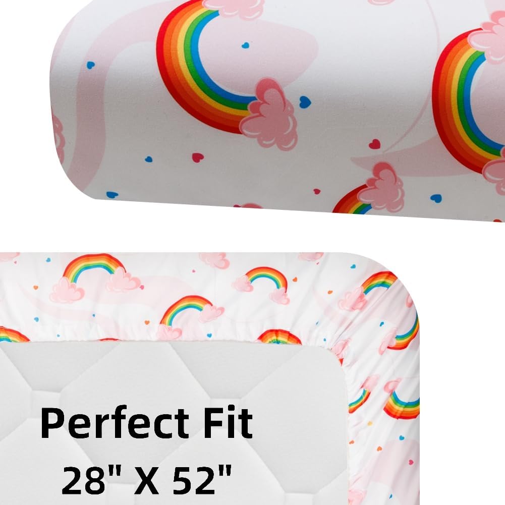 4 Pack Baby Girl Crib Sheets Set Soft Fitted Floral or Elephant Theme Baby Girl Mattress Covers Breathable Toddler Bed Sheets for Infant or Newborn Girls (Elephant, Crib Sheets)