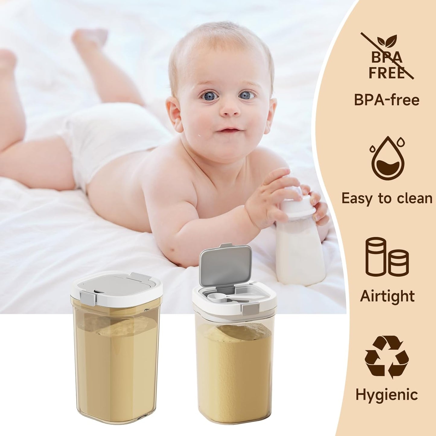 Formula Container to go-1800ml Travel Dispenser BPA Free Airtight Container with Spoon and Layered Storage