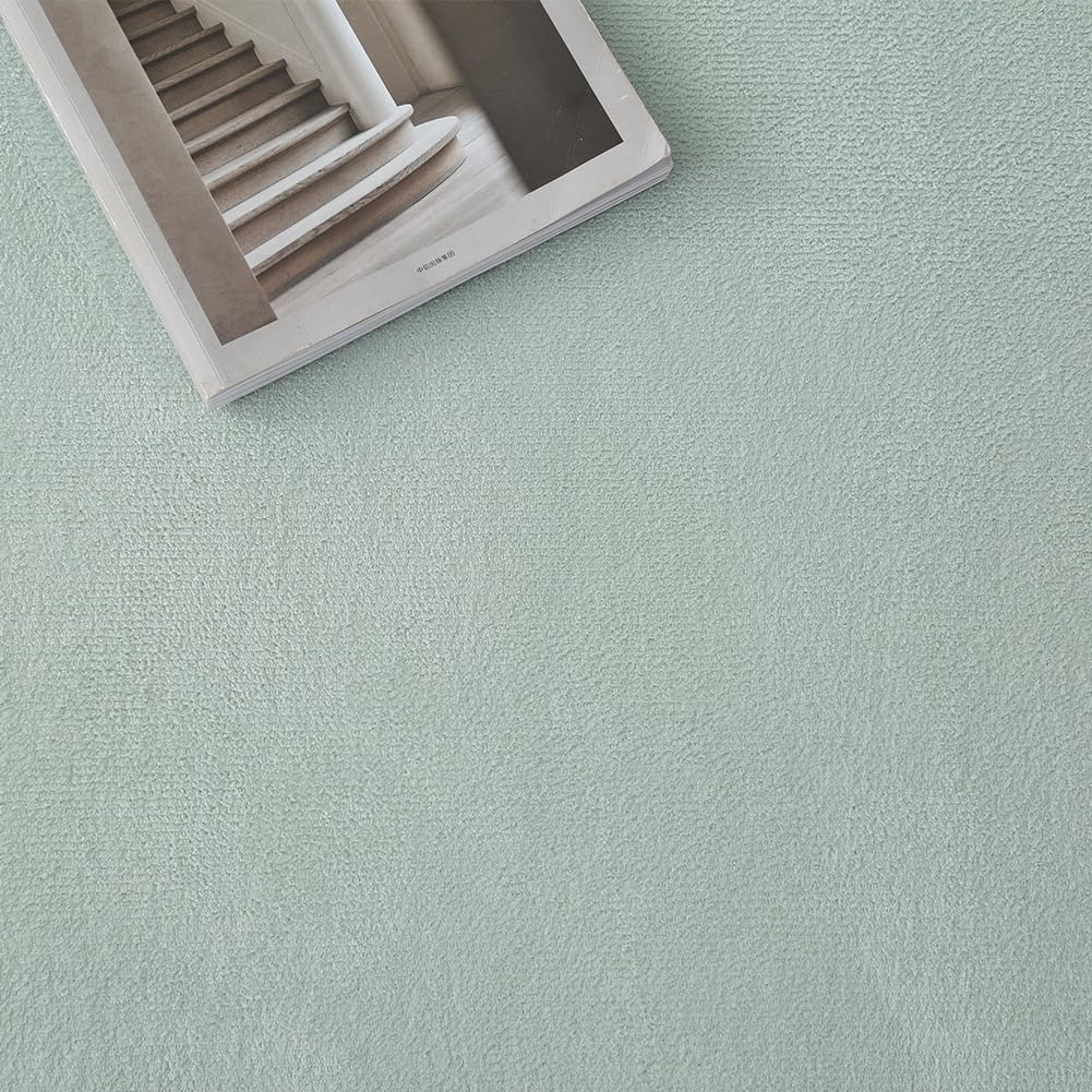 Loartee Coral Velvet Crawling Rugs (4'11"x4'11", Light Green) for Toddler Children Play Area Rugs Yoga Mat Exercise Pads Carpet