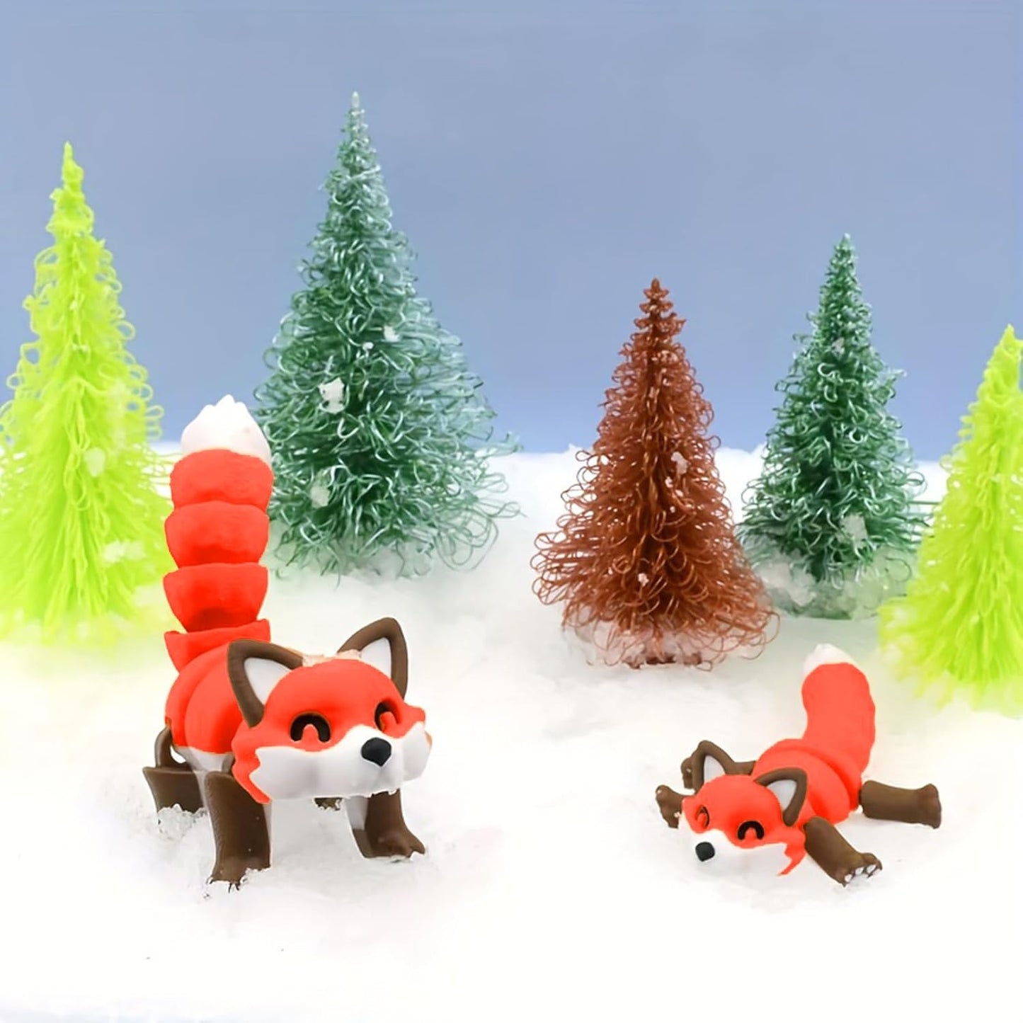 3D Printed Articulating Fox Sculpture,1PCS 3D Printed Animals Toy,Adorable Animal Figurine,Crystal Fox Fidget Toys,Adults Fidget Toys for Autism ADHD,Home Office Decor (Orange Fox)