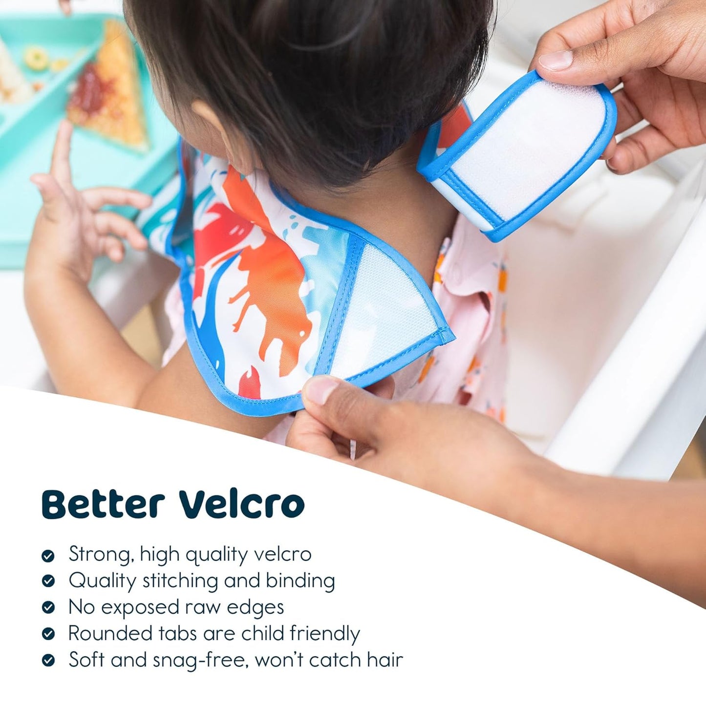 Tiny Twinkle Mess Proof Baby Bibs for Eating - Waterproof, Wipeable Bibs - Toddler Bibs - Travel Friendly - PFAS, PVC, BPA, Phthalate Free - Baby Food Bibs(3 Pack,Sea, Dino)