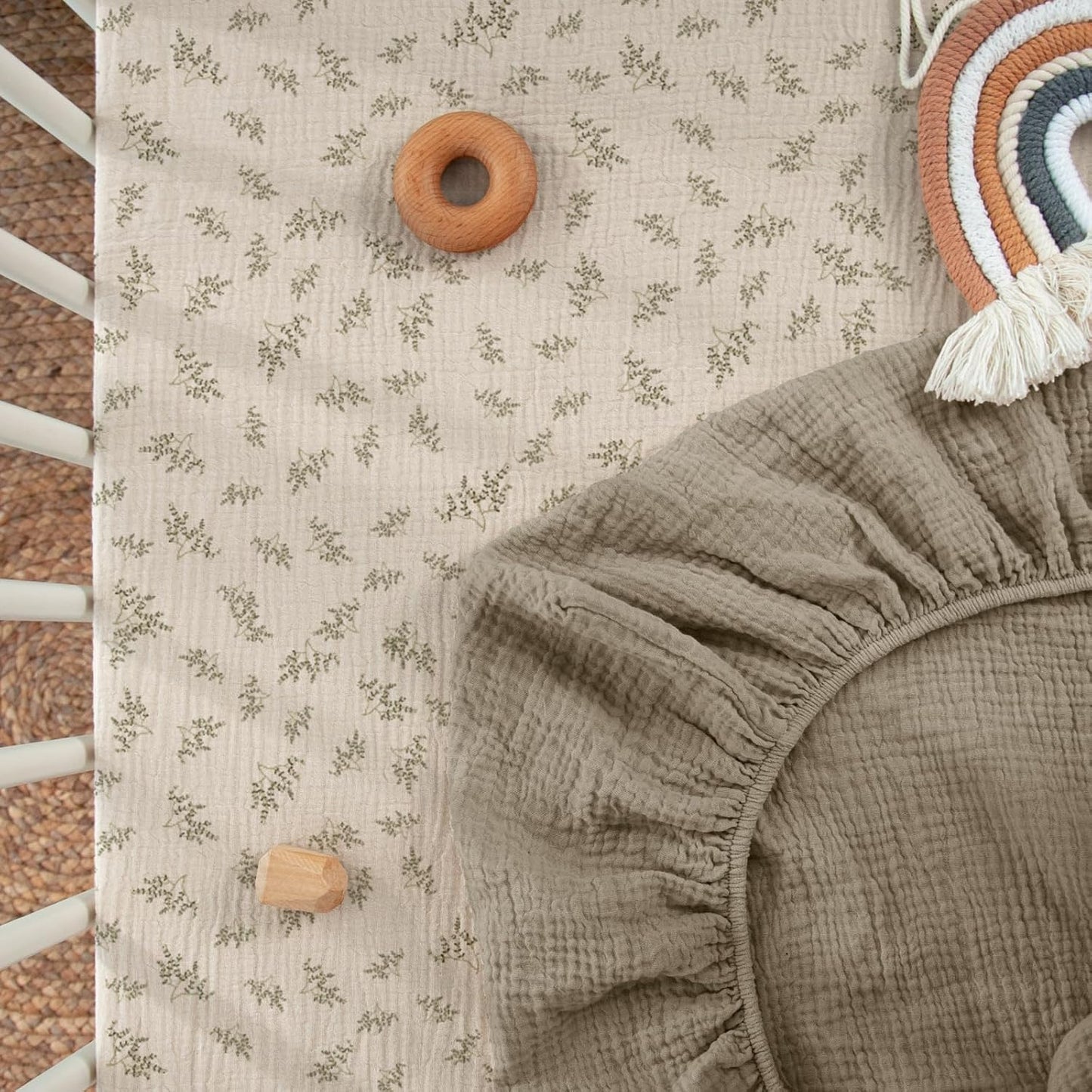 lulumoon Mini Crib Sheets Muslin: Soft Cotton Fitted Mini Crib Mattress Sheets for Boys and Girls 2Pack