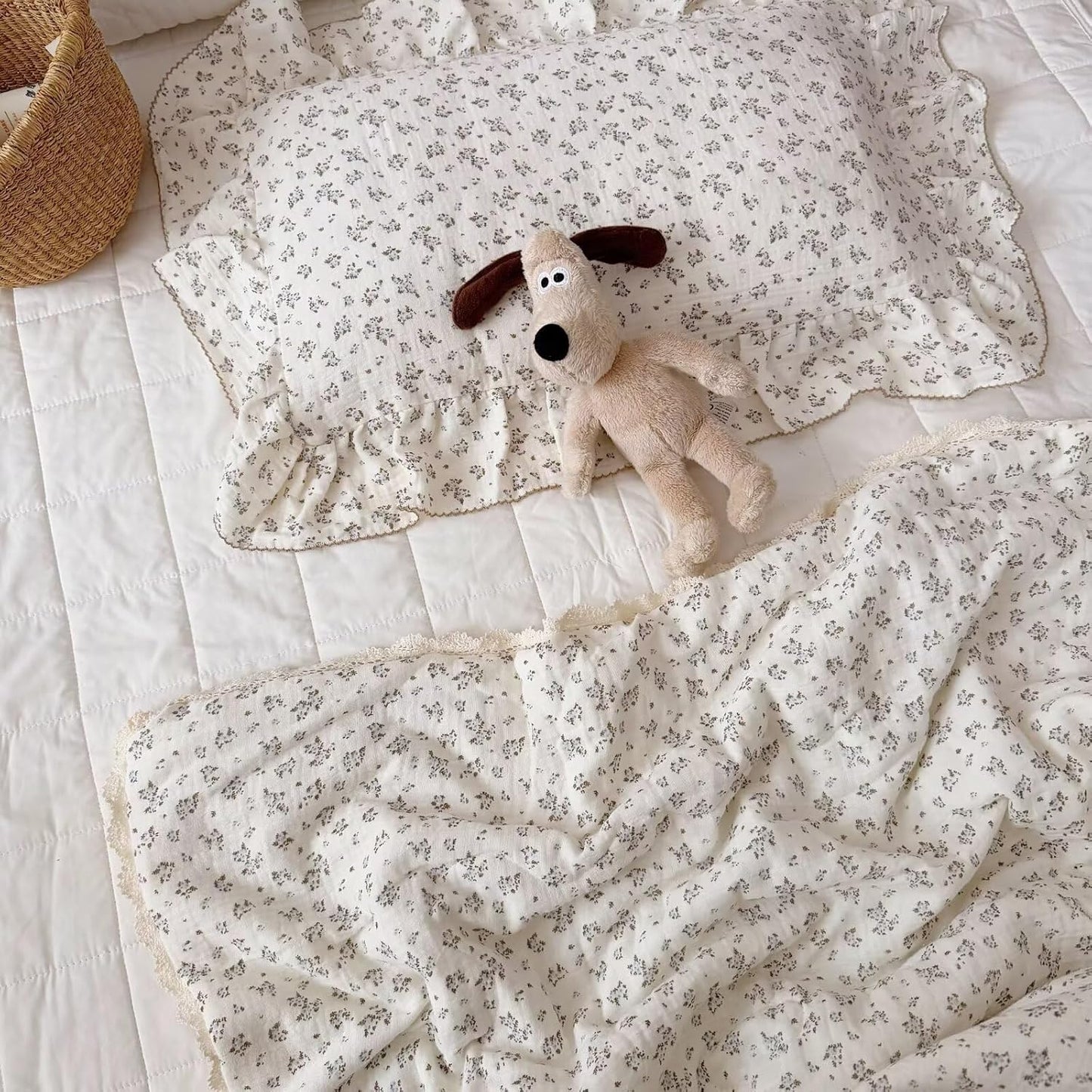 BuLuTu Blue Plumbago Floral Print Kids Pillowcases Fits Standard Size Pillow, Oeko-TEX Certified Muslin Cotton Children Pillow Case, Moisture-Wicking, Soft Breathable, 20"x26", 1 pc