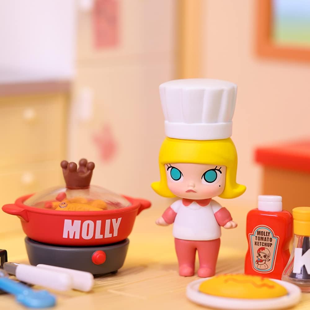 POP MART Molly Cooking Prop Blind Box Figures, Random Design Box Toys for Modern Home Decor, Collectible Toy Set for Desk Accessories, 1PC
