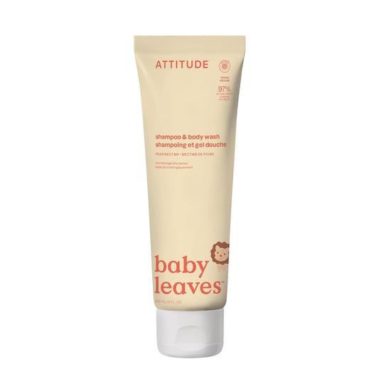 ATTITUDE 2-in-1 Shampoo and Body Wash for Baby, EWG Verified, Dermatologically Tested, Vegan, Pear Nectar, 8 Fl Oz