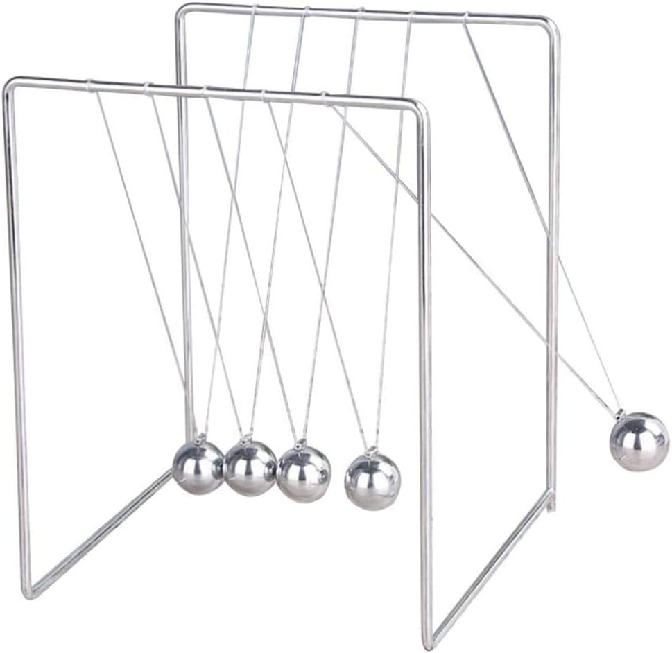 Newton’s Cradle Unique Stainless Steel Newtons Cradle Balance Balls All-Metal Physics Science Newton Pendulum for Home Office Decor Ornament Educational Desk Toy