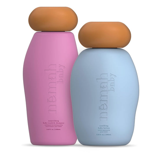 Nemah - Soothing 2-in-1 Baby Shampoo & Wash and Calming Body Lotion, a Moisturizer for Babies & Toddlers, Plant-Derived, Vegan & Gluten-Free