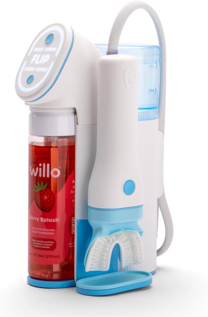 Willo Fully Automatic Kids U-Shaped Electric Toothbrush - 2 Brushing Timers, Deep-Cleans, Consistent Results, Eliminates Brushing Mistakes - Berry Splash (Small - Kids Ages 5-7 Years)