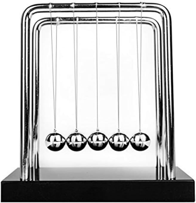 Newton's Cradle Balance Pendulum Ball Newton's Cradle Balance Balls Physics Science Decompression Pendulum Ornaments, Metal Pendulum Balls Made of Wooden Base & Steel Ball