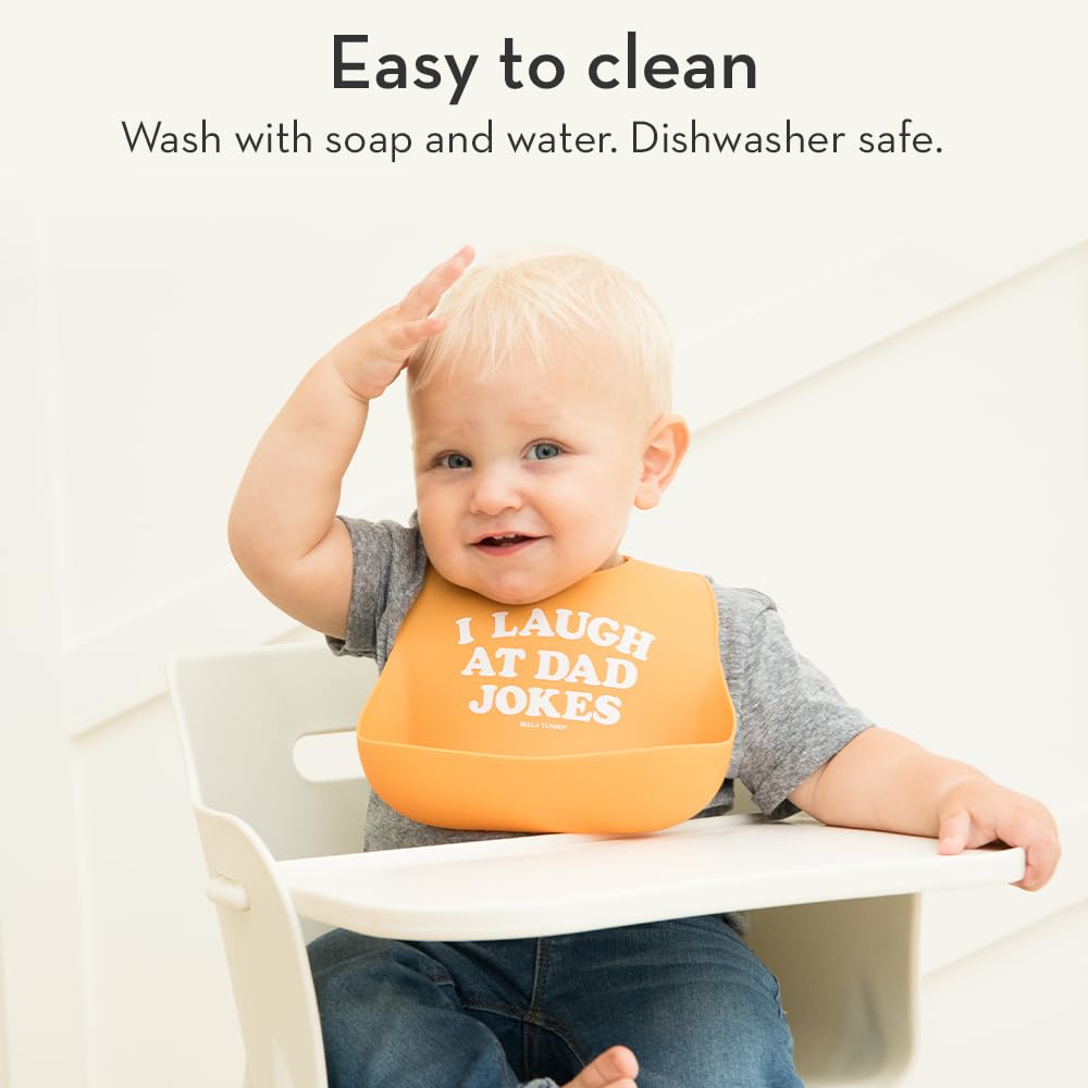 Baby Bib for Eating by Bella Tunno, Waterproof Silicone Bib with Large Food Catcher, Adjustable Fit for Babies 4-12 months & Toddlers 1-3 Years, Boys & Girls, Little Love