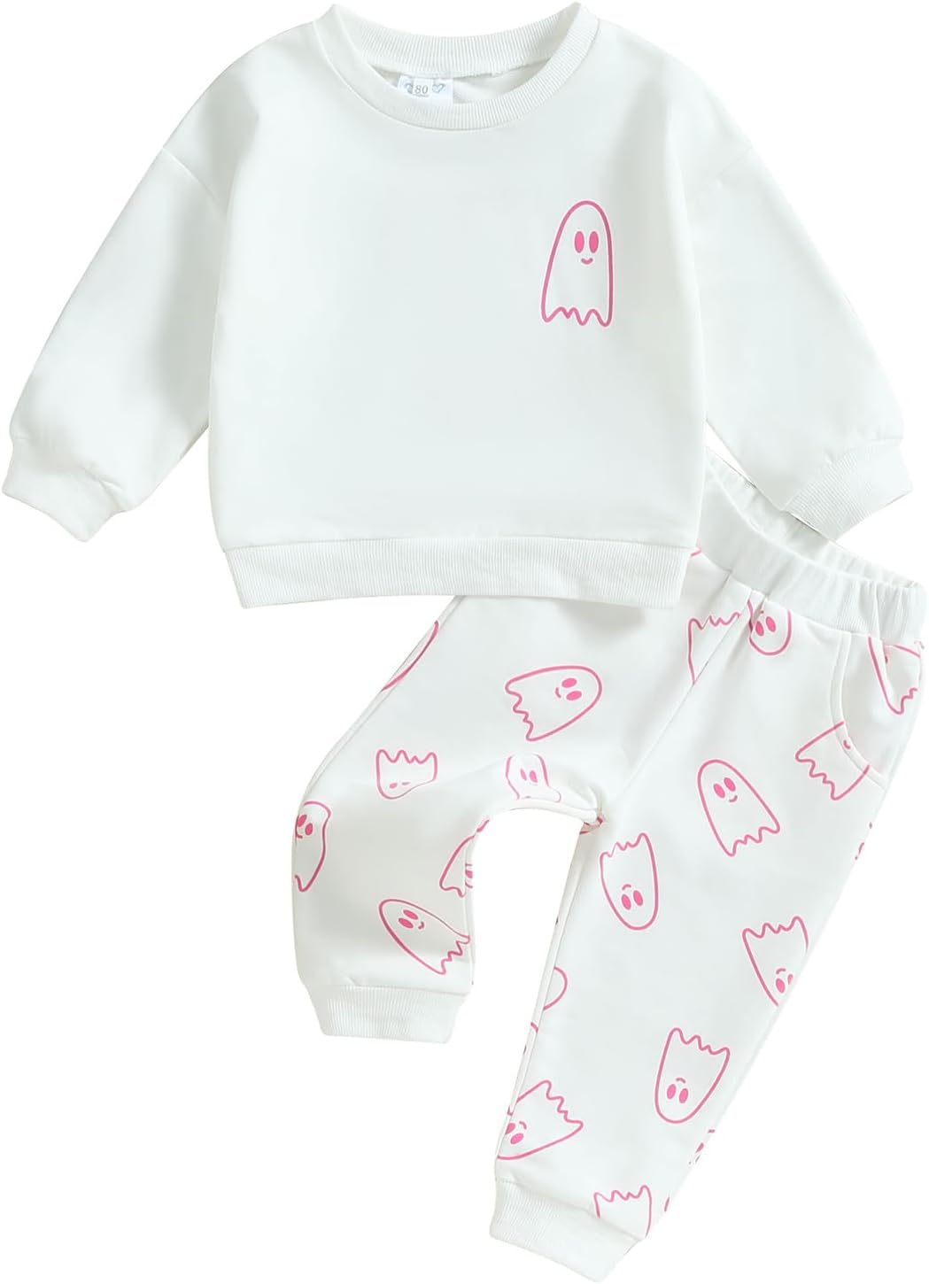 0-4T Toddler Boy Girl Halloween Outfit Fall Clothes Ghost Long Sleeve Sweatshirt Top Pants Baby Halloween Clothes