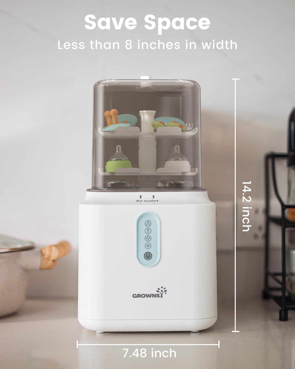 Grownsy 3-Layer Large Bottle Sterilizer and Dryer, Fast Sterilization and Drying, Universal Bottle Sterilizer for Baby Bottles, Breast Pump Parts & Baby Essentials