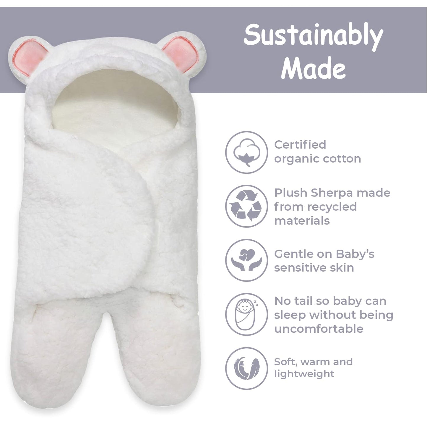 Jam Naturals- Baby Swaddle Blanket, Cute Bear Organic Receiving Swaddling Wrap, Newborn Baby Girl Soft Plush Registry Gift (Pink 3-6m)