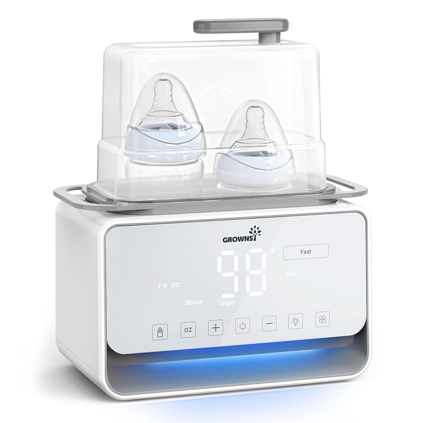 GROWSNY Fast Baby Bottle Warmer, 12-in-1 Milk Warmer with Steam and Water Bath Warming Modes for Breastmilk &Formula, Food Heating,with Thaw, Steri-lize, Egg Boil Function, Fits Most Types of Bottles