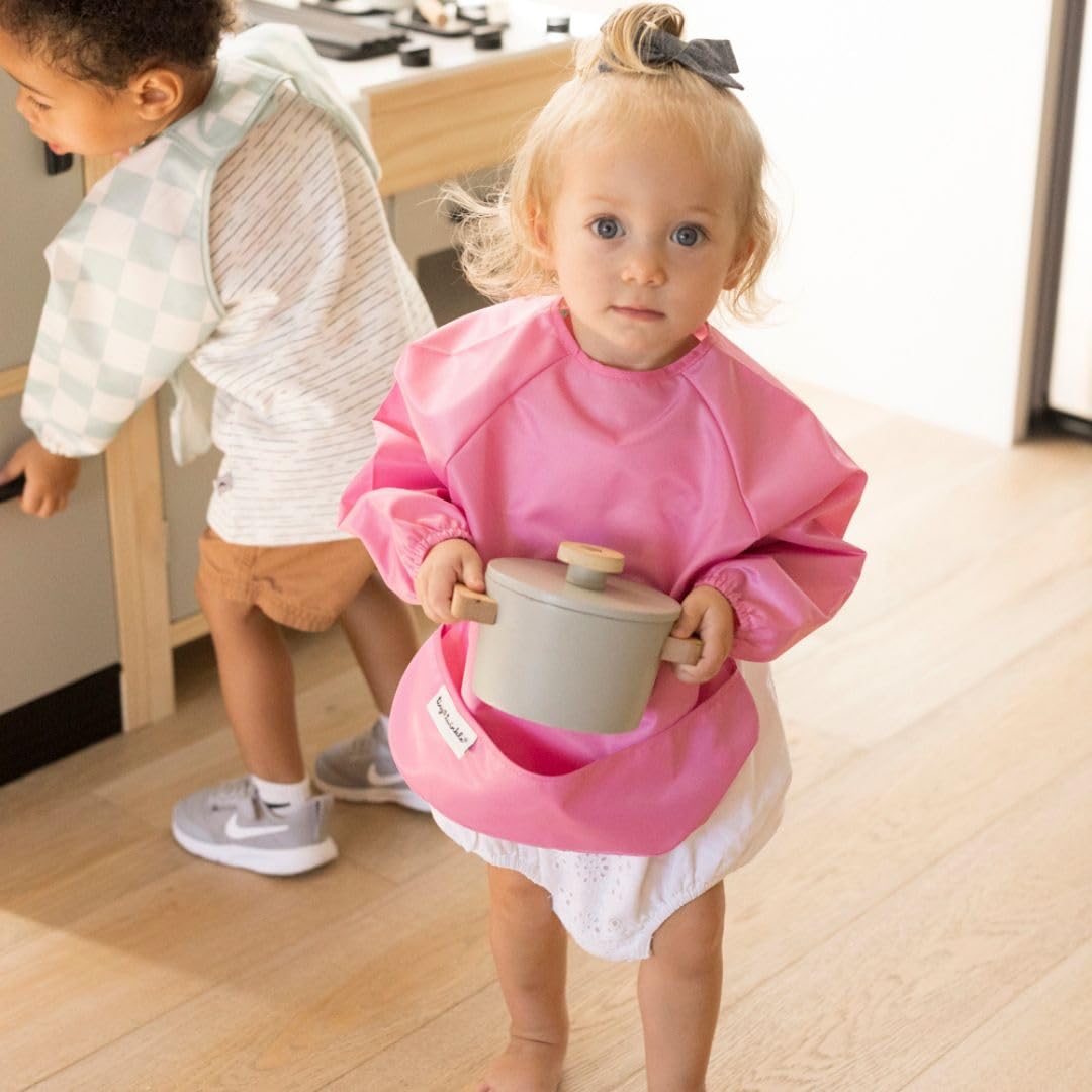 Tiny Twinkle Mess Proof Baby Bibs, 2pk Waterproof Smock Baby Bibs for Eating, Machine Washable Long Sleeve Bibs, Baby Led Weaning, Toddler Bibs, BLW Supplies (Sweet Treat, Small 6-24 Months)