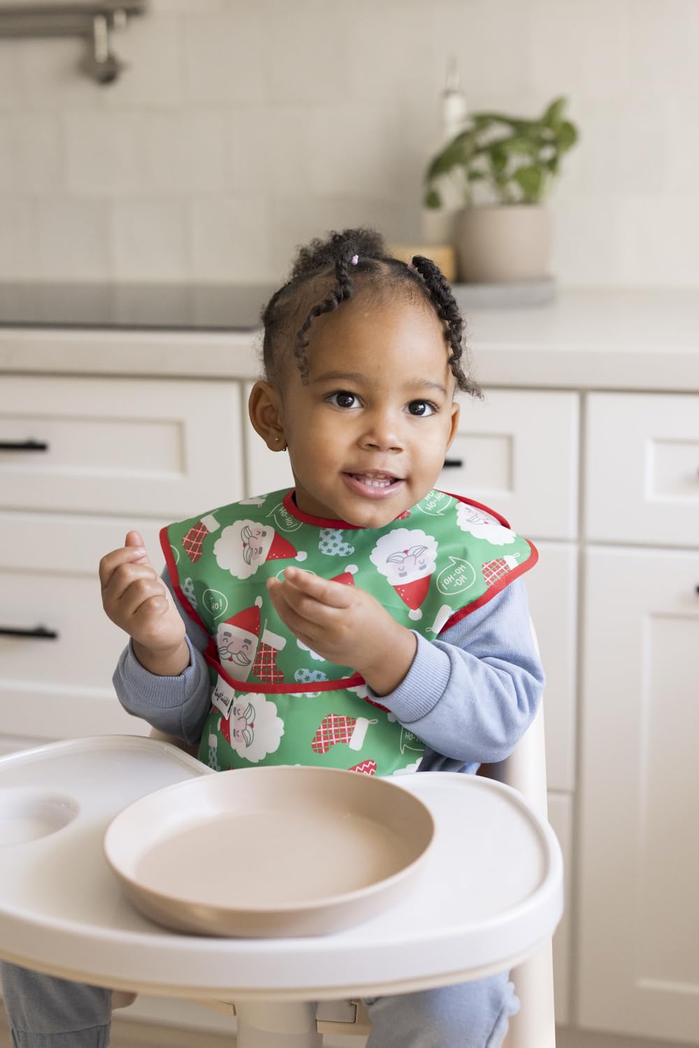 Tiny Twinkle Mess-Proof Baby Bib - Waterproof Bib for Baby Girl or Boy- Machine Washable - Adjustable Closure - PVC, BPA, & Phthalate Free - Great for Travel - Baby Food Bibs (3 Pack,Christmas)