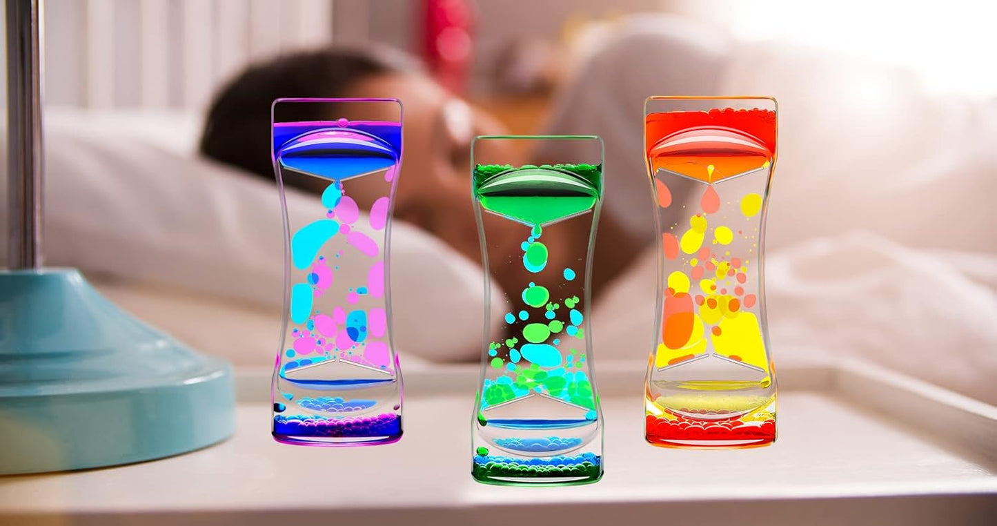 Liquid Motion Bubbler for Sensory Toys, Set of 5 Fidget Timer Liquid Toy for Home Ornament, Oil Drop Water Desk Toys, Liquid Timers for Autism Toys, Relaxing Activity, Different Mixed Colors
