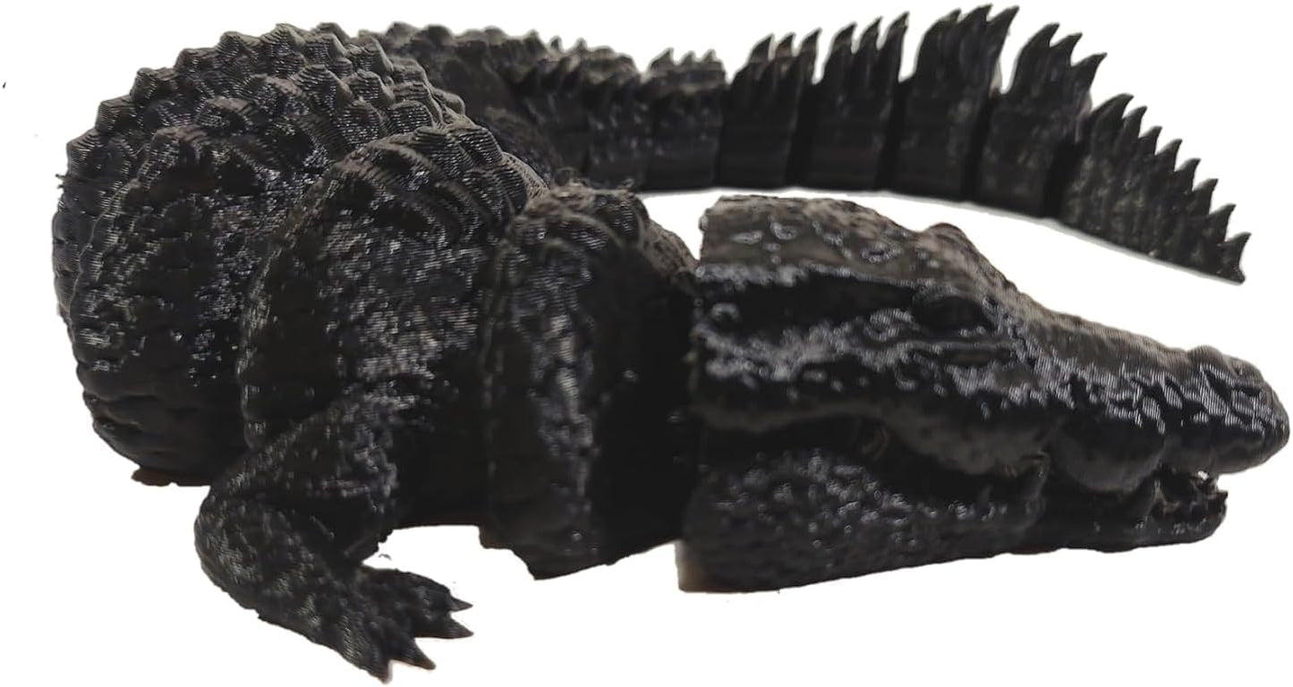 3D Printed Crocodile 3D Printed Toy 3D Printed Animals 3D Printed Stuff 3D Printed Fidget Toys Home Office Executive Desk Decor (Black)