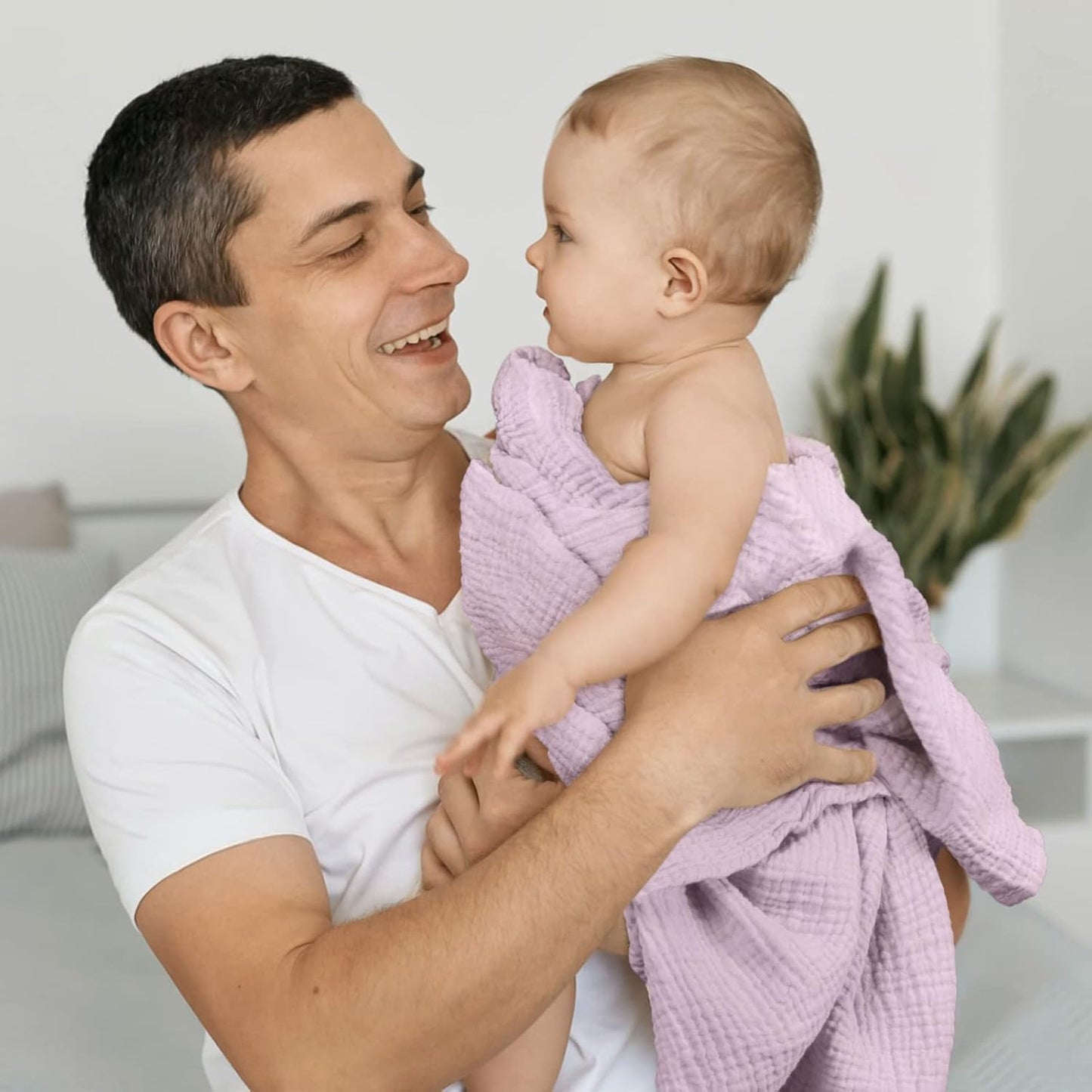 Lulu moon Muslin Swaddle Blanket Baby Receiving Blankets Neutral, 2 Pack, Purple