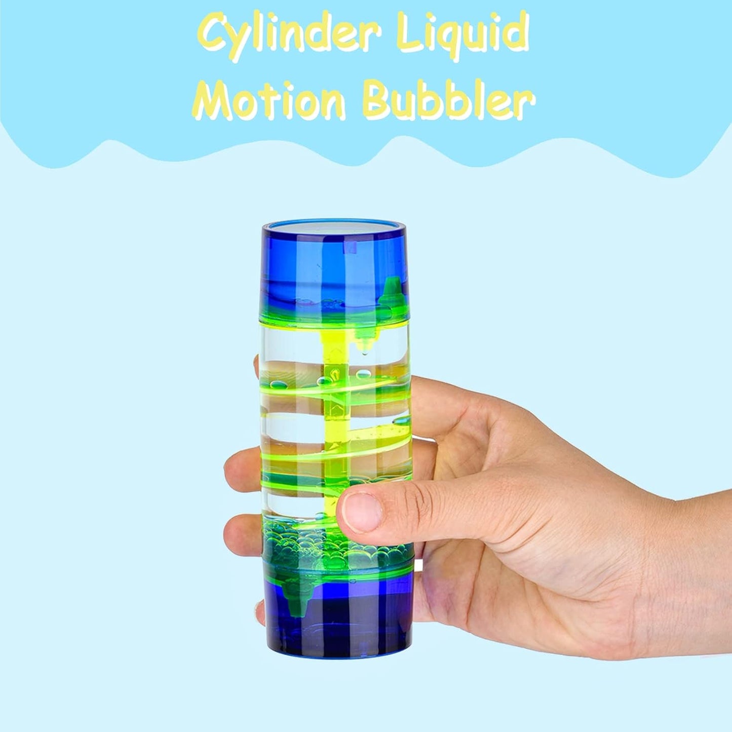 Liquid Motion Bubbler,1 Pack Cylinder Liquid Timer for Sensory Play,Calming Relaxing Fidget Water Toy Stress Management for Kids and Adults,Home Office Desk Decor