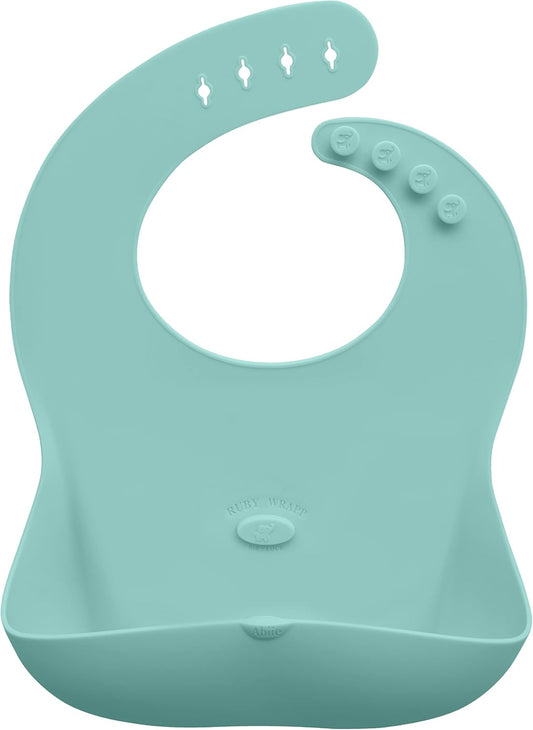 Abiie Ruby Wrapp Silicone Bibs for Babies with Front Pocket - Waterproof Bib - Stain Resistant - Silicone Toddler Bibs