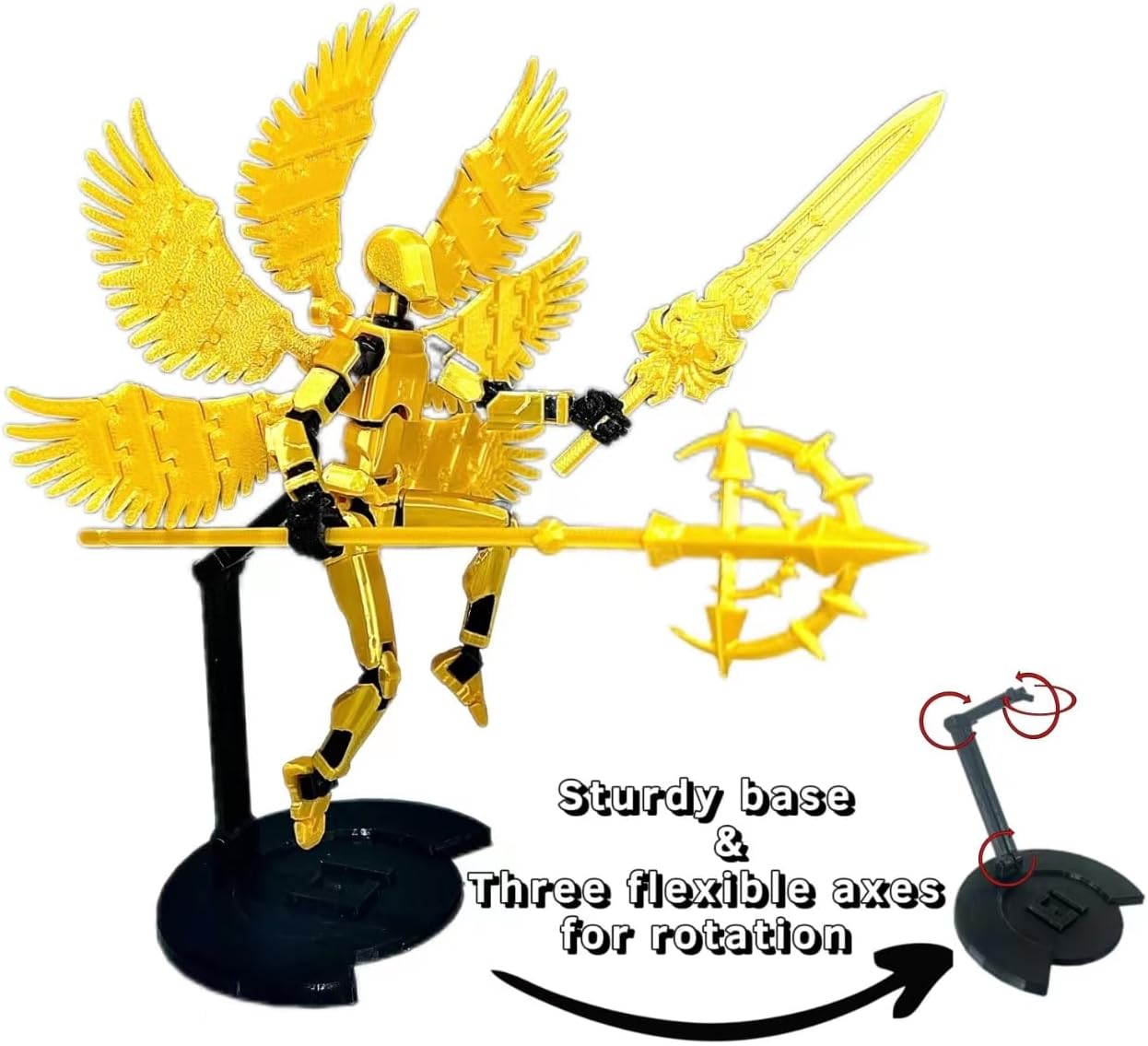 (Assembly Completed) T13 Action Figure Set, Titan 13 Action Figures, 3D Printed Dummy 13 Multi-Jointed Movable Robot Toy, Diy Lucky 13 Action Figure for Kids Adult Christmas Birthday Gifts(Laser gold)