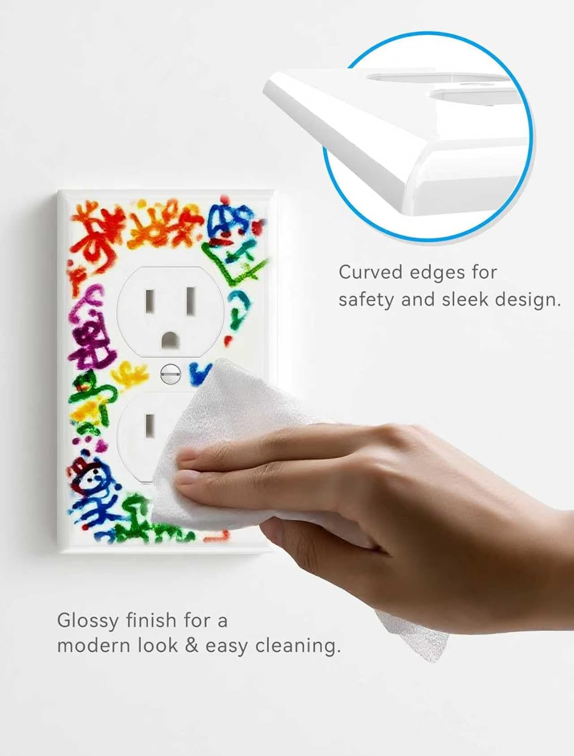 10-Pack Unbreakable 1-Gang Standard Size Duplex Receptacle Wall Plates – Durable Polycarbonate Thermoplastic Electrical Outlet Covers in White