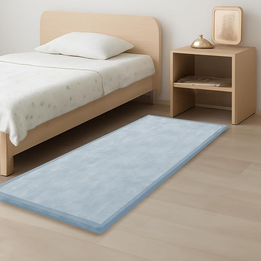 Baby Play Mat for Kids Room,Extra Thick Elasti-Foam Anti-Fall Cushion Mat for Babies,Toddlers,Infants,Water-Repellent&Non-Slip Bedroom Bedside Rugs(Ice Blue)