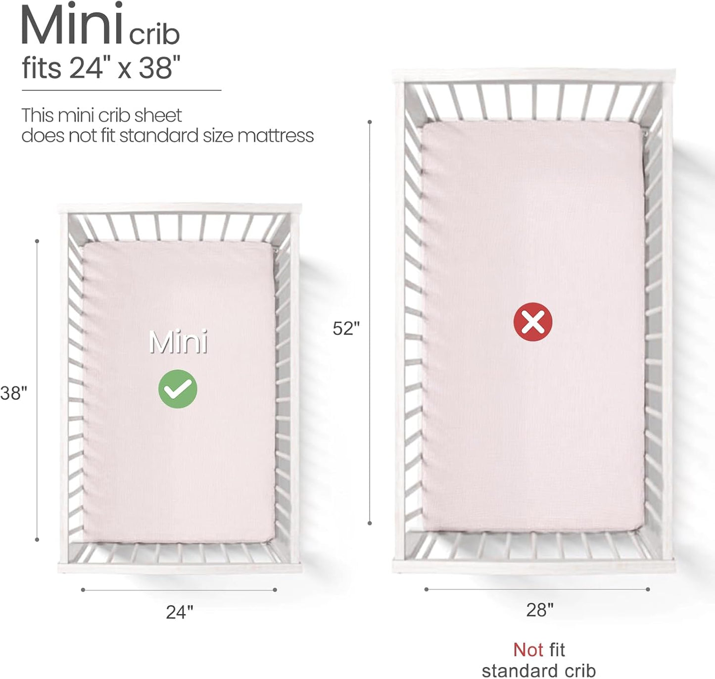 lulumoon Mini Crib Sheets Muslin: Soft Cotton Fitted Mini Crib Mattress Sheets for Boys and Girls 2Pack