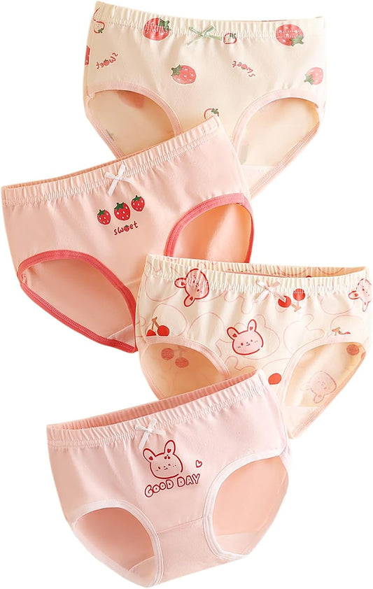 Haloumoning Girls Underwear Soft Cotton Underwear Toddler Girls Briefs Kids Comfy Panties,4-pack