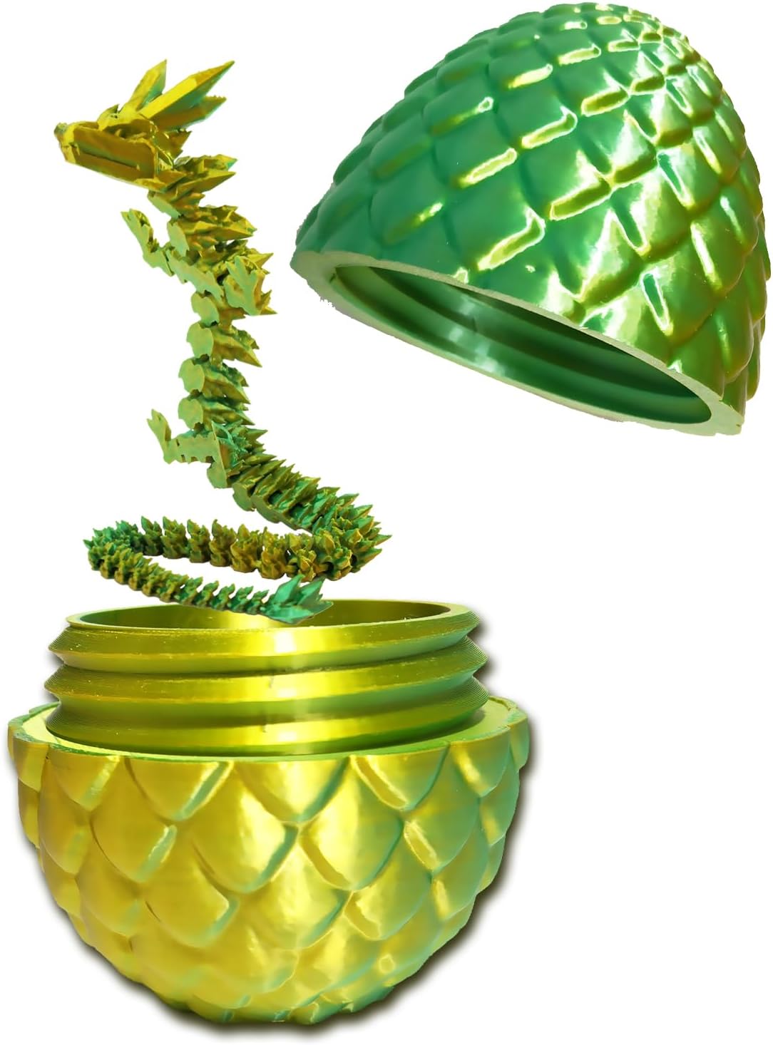 Dragon Egg ,Dragon Egg Fidget Surprise Toy with 3D Printed Dragon, Dragon Eggs with Dragon Inside Fidget Toy, 12" Dragon and Dragon Egg Toy Gifts for Autism and ADHD. (Laser Yellow Green)