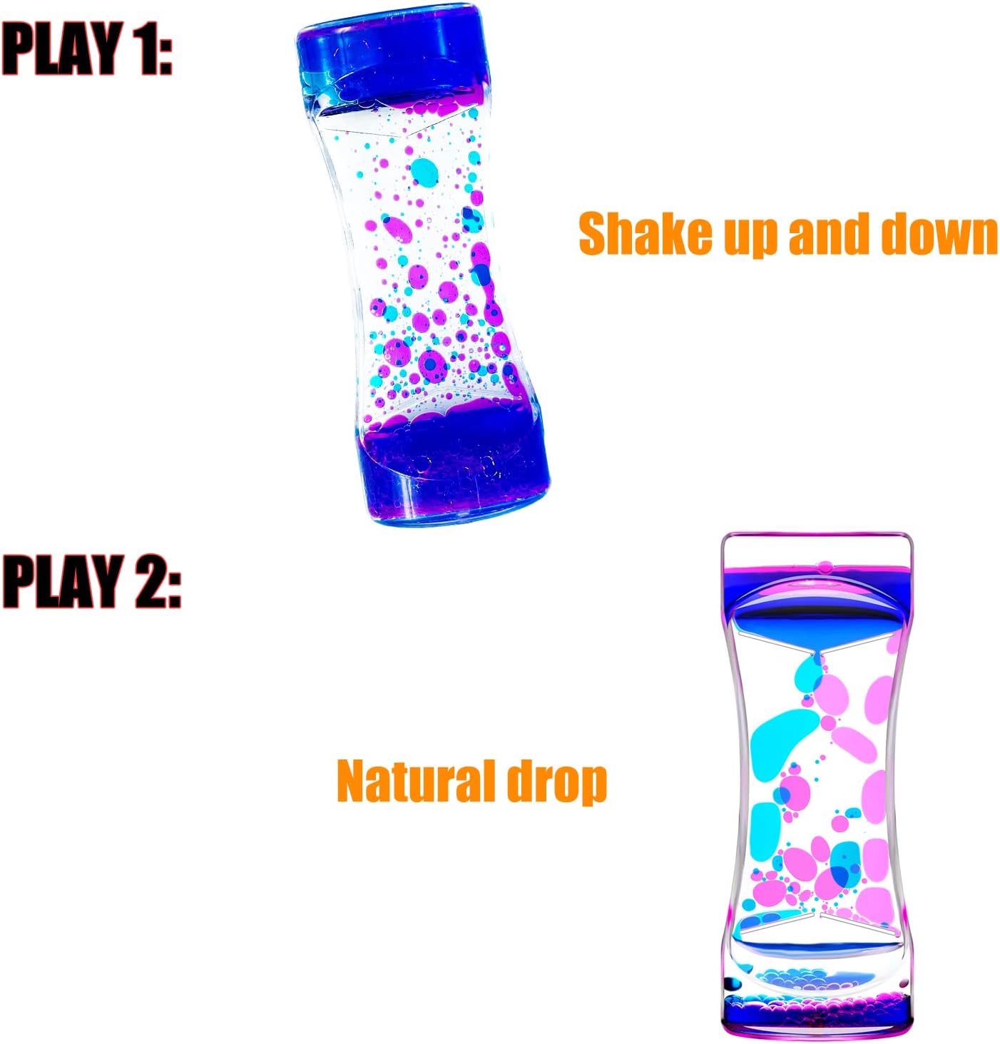 Liquid Motion Bubbler Timer 4 Pack, Hourglass Liquid Timer for Fidget Toy, Rainbow Color Oil Drop Water Timers for Autism Toys, Children Activity, Calm Relaxing ADHD Autism, Stress Relief