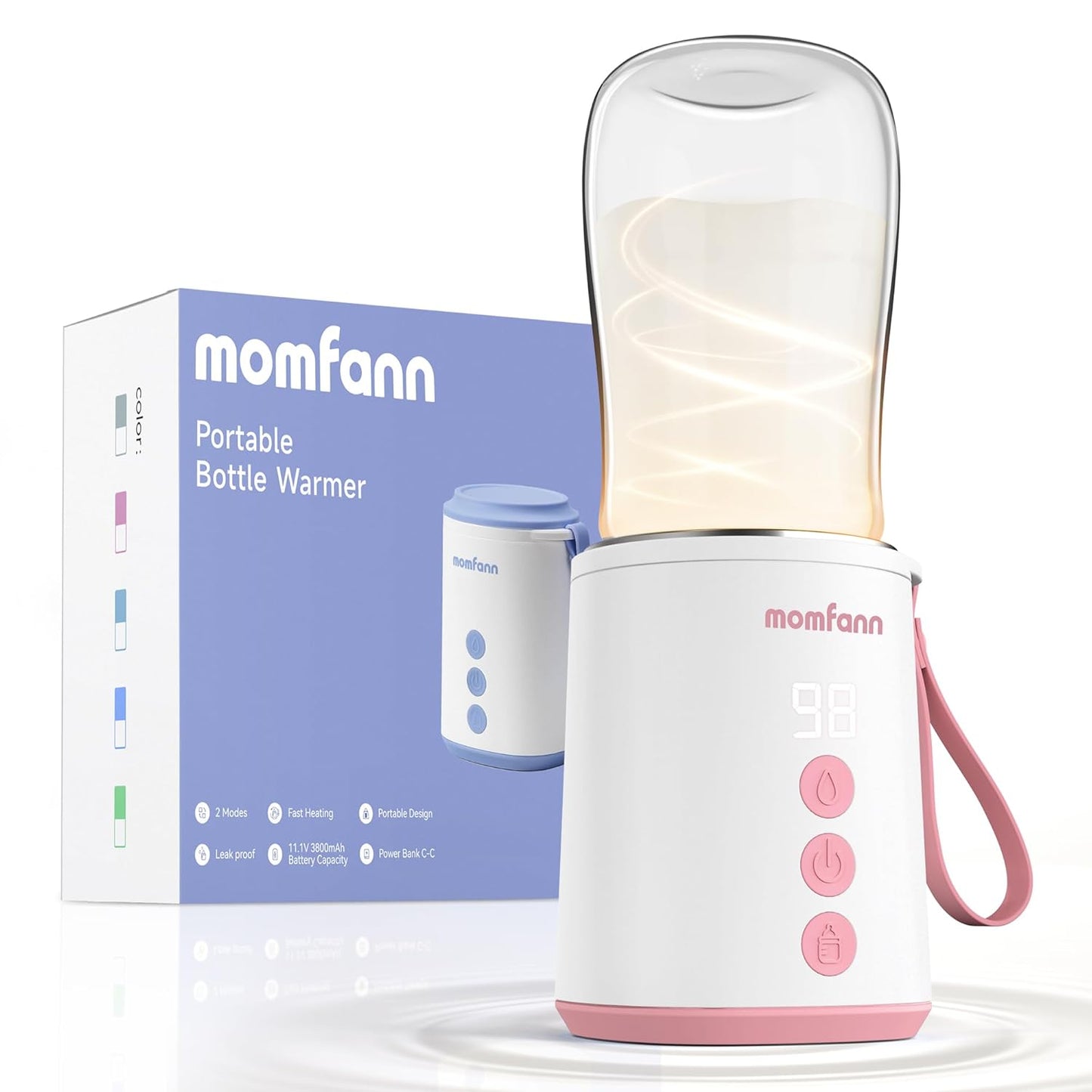Portable Bottle Warmer, Travel Baby Bottle Warmer for Breastmilk On The Go, Leak-Proof, 2 Modes Fast Heating
