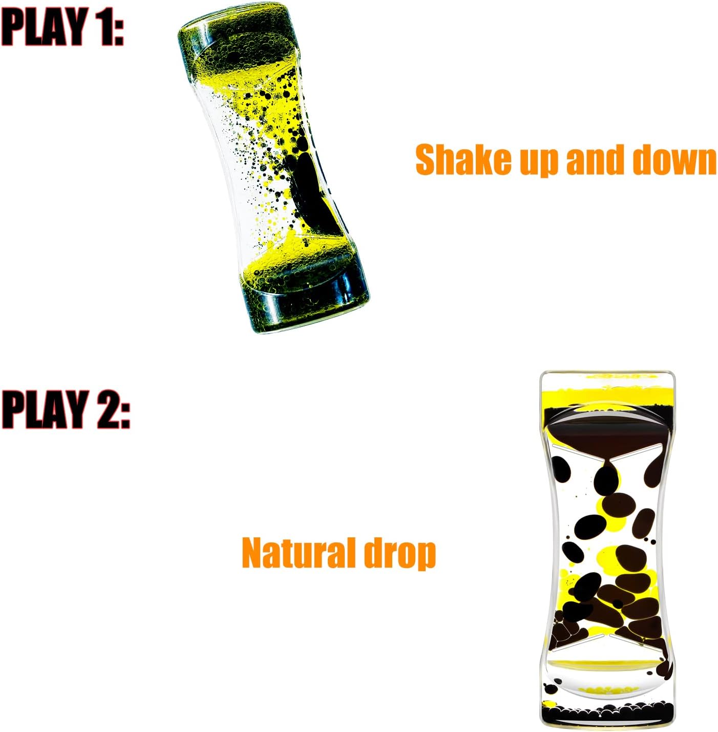 Black Yellow Liquid Motion Bubbler Timer Set of 1, Fidget Timers for Sensory Toys, Oil Water Office Desk Toys for Autism Toys, Relaxing Activity, Christmas Stocking Filler Gift