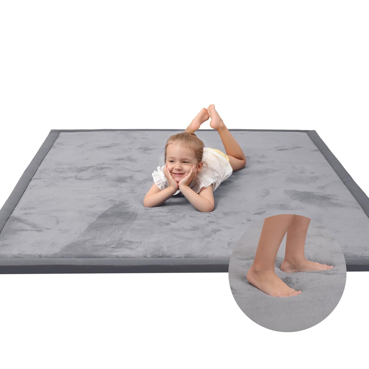 Baby Play Mat for Floor,1.3" Thick Memory foam Tummy Time Mat for Toddlers,Infants,kids,Water-Repellent Soft Nursery Rug ,Extra Large Non Slip for Crawling&Yoga,Tatami Style for Living Room(Dark Grey)