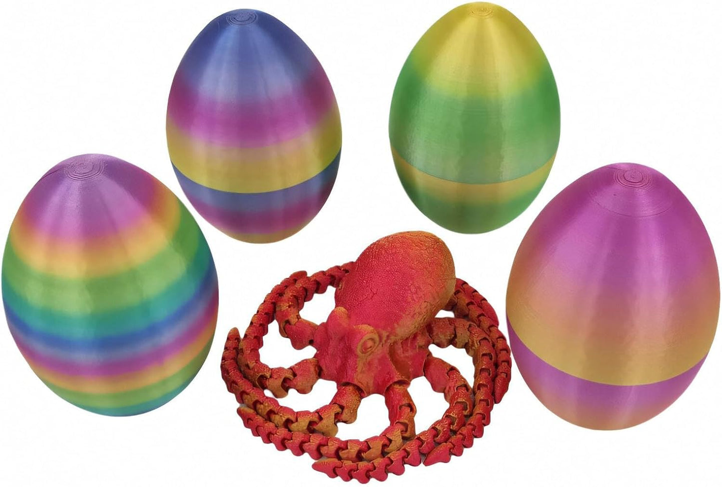 Full Articulated Octopus Crystal Octopus with Octopus Egg 3D Printed Octopus Toy in Egg,Home Office Decor Flexible Joints Home Decor Executive Desk Toys,DIY Creative Ornament Toys Home Gifts