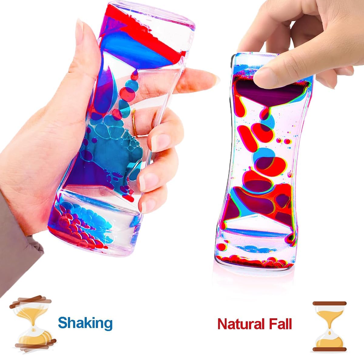 Liquid Motion Bubbler Sensory Toys, 12 Pack Liquid Timer Desktop Colorful Hourglass Liquid Bubbler, Small Calming Relaxing Toys Sensory Anxiety Autism ADHD Fidget Toys