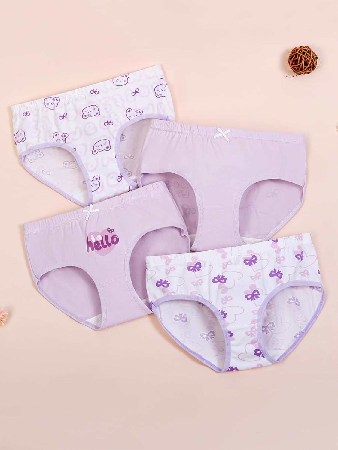 Haloumoning Girls Underwear Soft Cotton Underwear Toddler Girls Briefs Kids Comfy Panties,4-pack