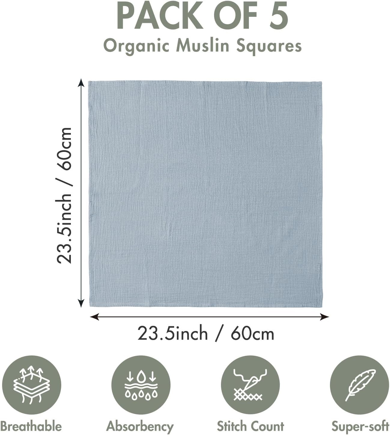 Muslin Receiving Blankets, Neutral Blanket Swaddling for Newborn Boys and Girls, 5 Pack Breathable and Skin-Friendly Swaddle Wrap for Infant Baby (Elegant Colors)