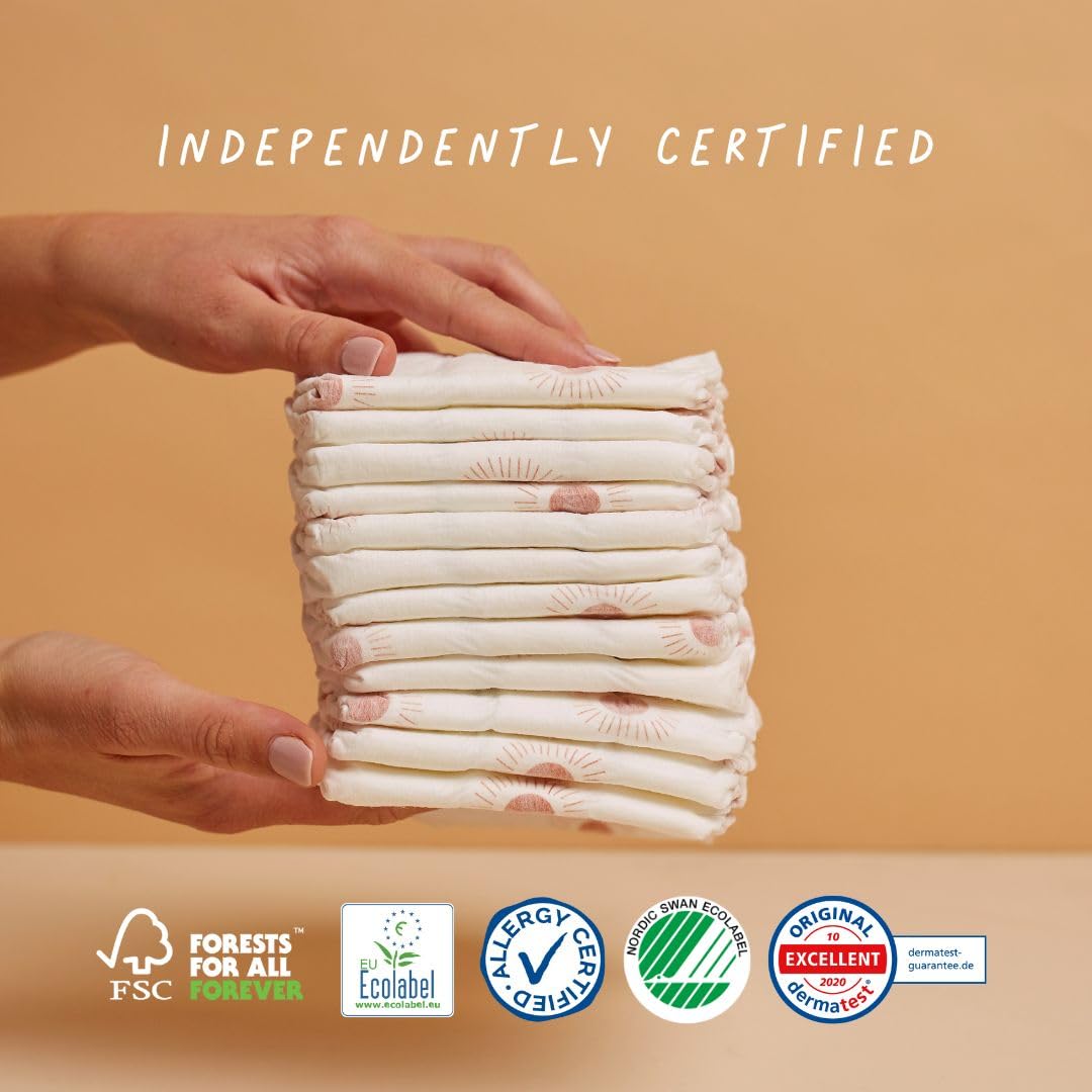 Joonya Baby Diapers, Size 4 L (15-31 lb) - 6 Bags of 25 (150) - New Range - NonToxic, Eco-Friendly, Ultra Slim, Overnight Use - Made in Denmark