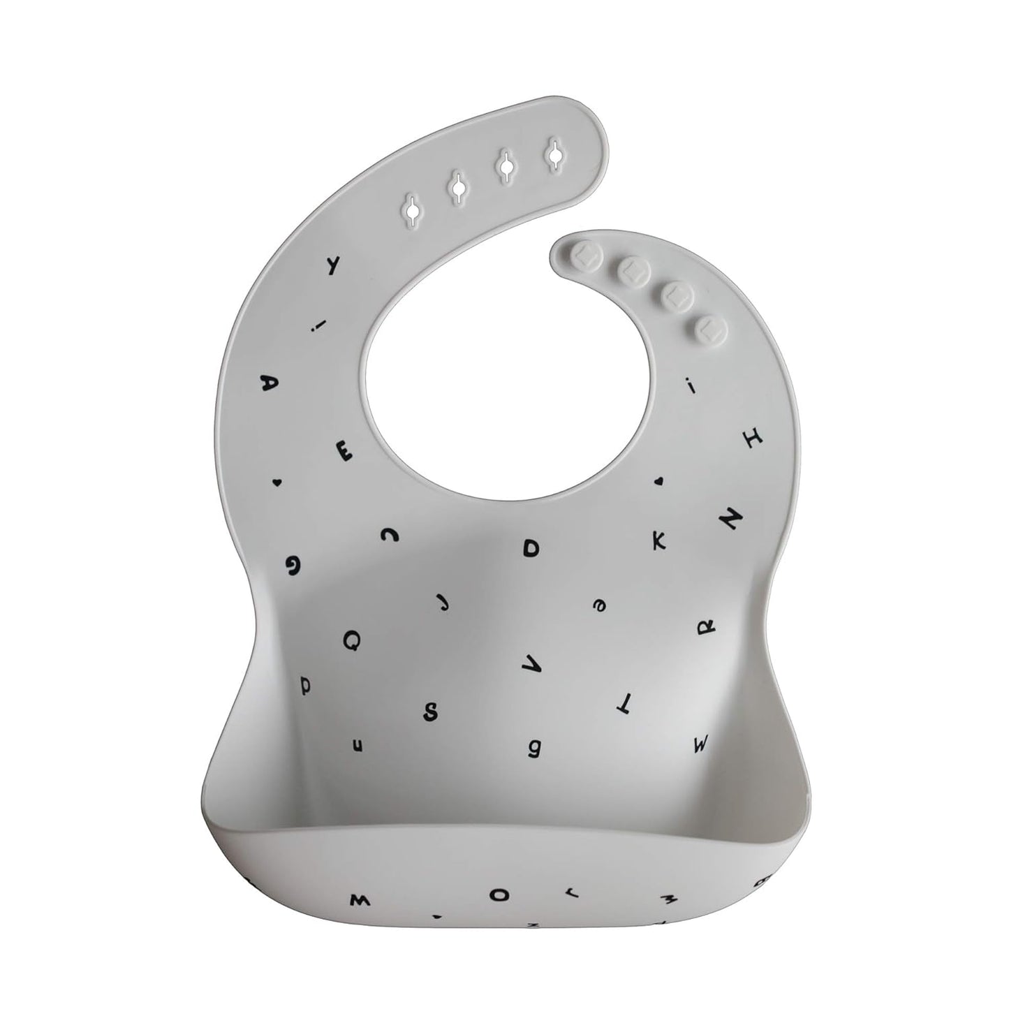 mushie Silicone Baby Bib | Adjustable Fit Waterproof Bibs (Letters White)