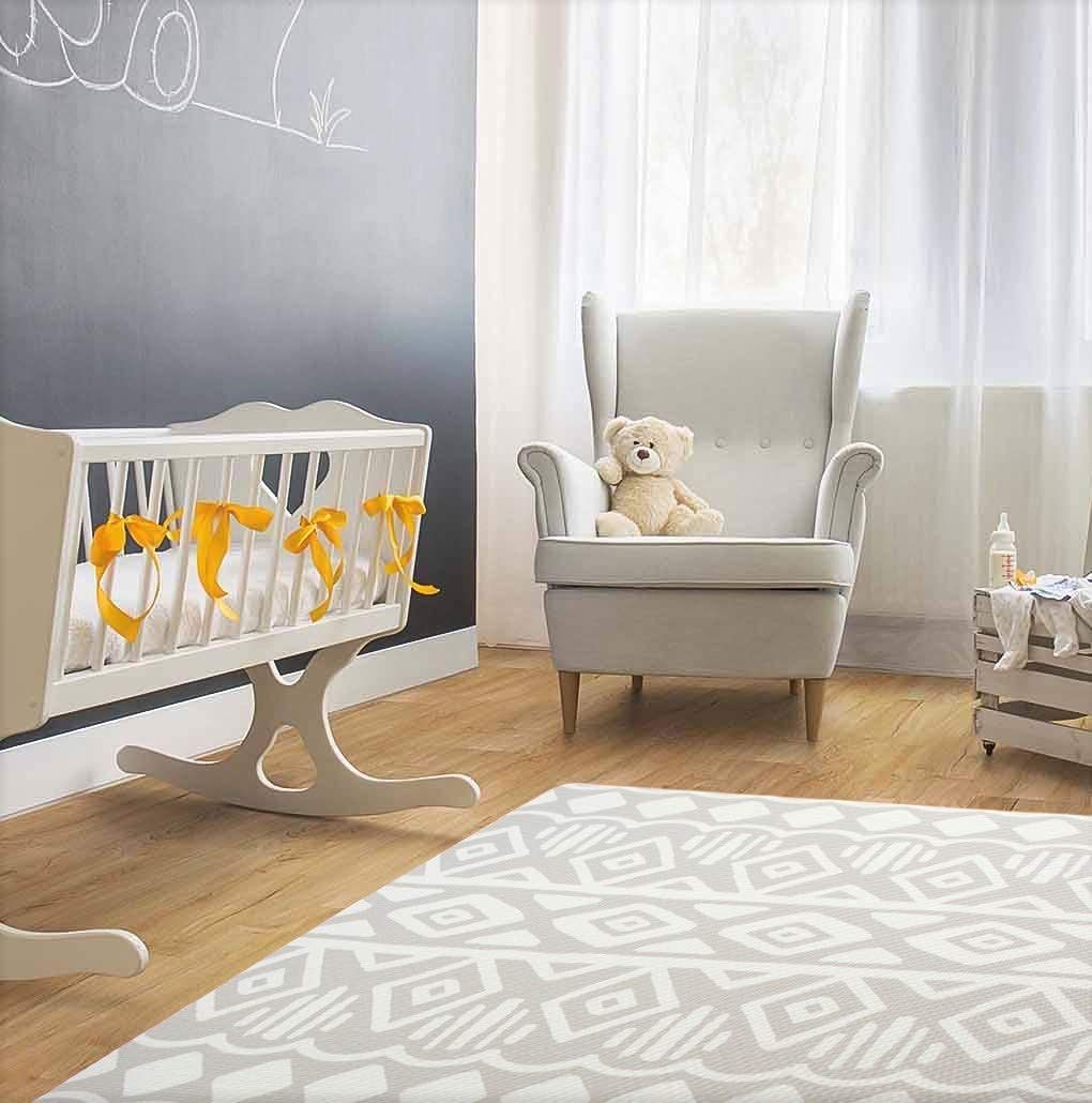 Cushmat Stylish Reversible Foam Play Mat (Large, Crystals - Gray Pink) - Soft, Waterproof, Durable Play mat for Infants, Babies, Toddler, Kids & Grownup - 6.5ft x 4.5ft