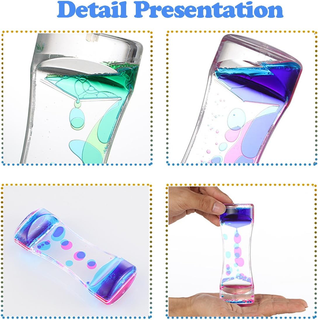 Liquid Motion Bubbler Sensory Toys,3 Pack Liquid Timer Desktop Colorful Hourglass Liquid Bubbler, Small Calming Relaxing Toys Sensory Anxiety Autism ADHD Fidget Toys