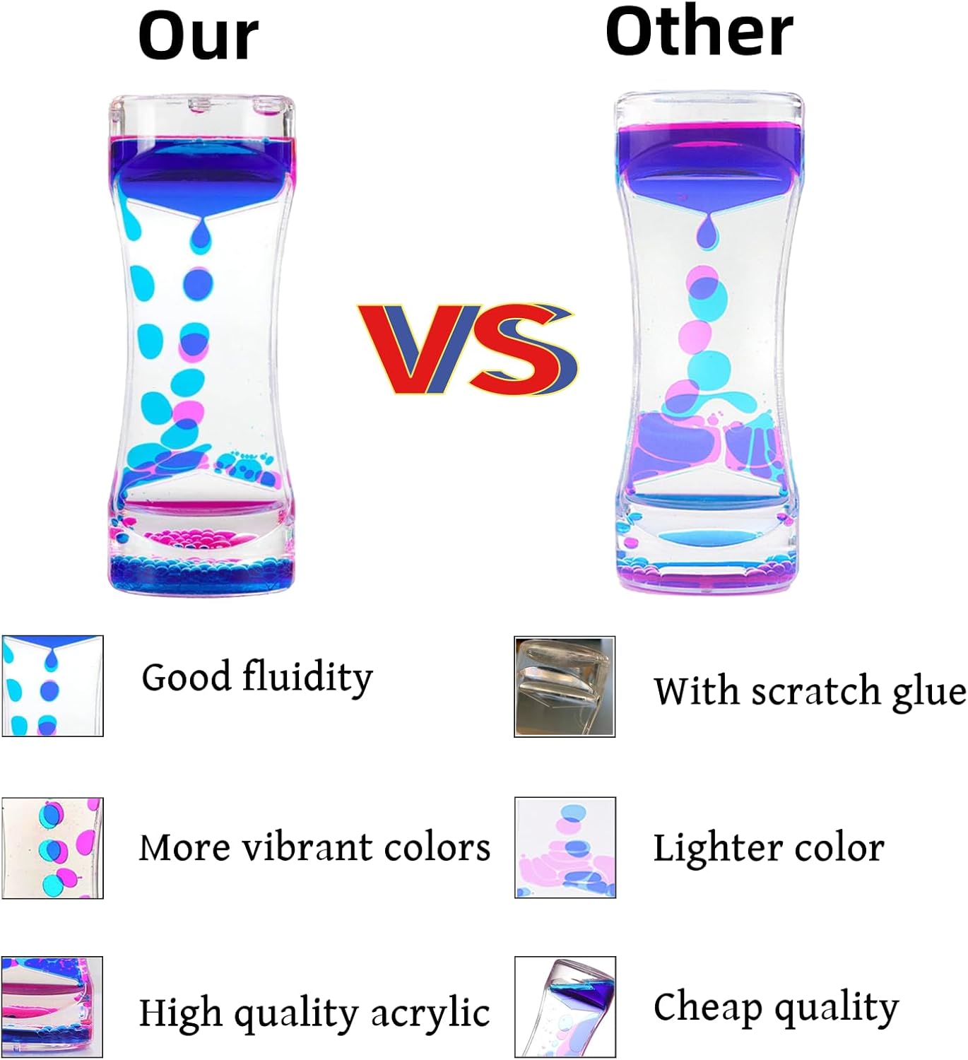 Liquid Motion Bubbler Colorful Oil and Water Sensory Toys Hourglass Bubbler Timer ADHD Anxiety Autism Fidget Toy for Kids Calm Stress Relief Desk Toys for Office for Adults Gifts (10 Packs)