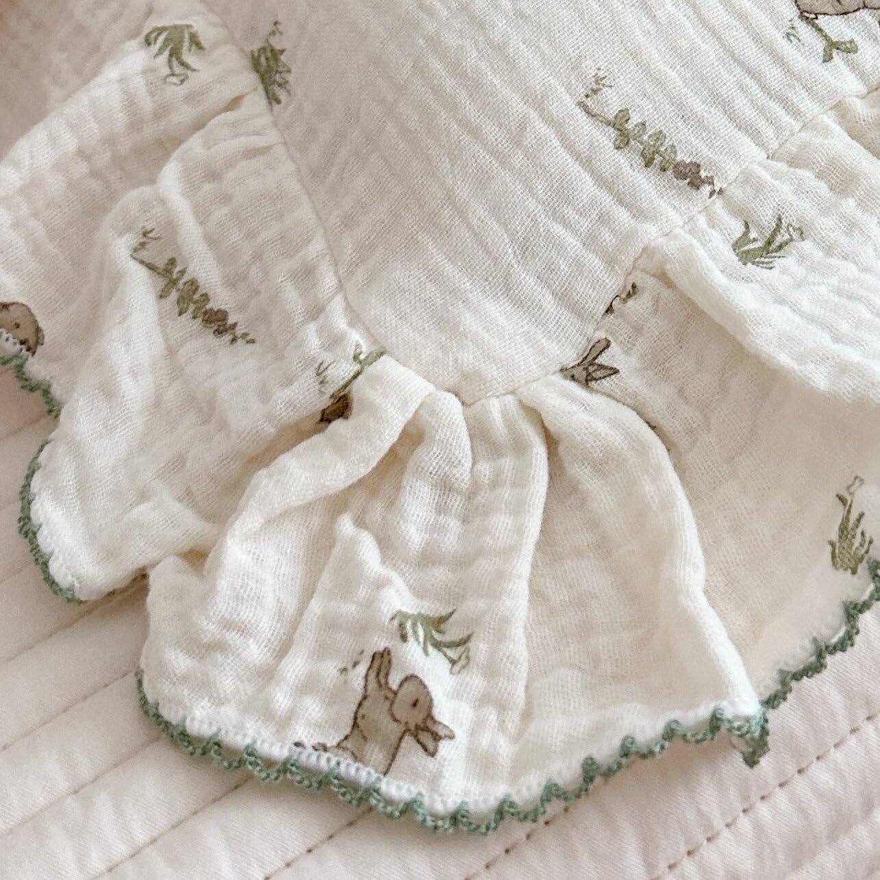 BuLuTu Muslin Toddler Pillowcase for Crib Cot Cradle, Soft Thin Kids Pillow Cover for Girls Boys, Children Pillow Cover for Sleeping with Cute Rabbit Print,14"x20", Envelope Closure