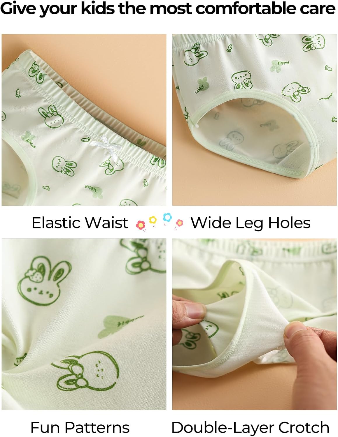 Haloumoning Girls Underwear Soft Cotton Underwear Toddler Girls Briefs Kids Comfy Panties,4-pack