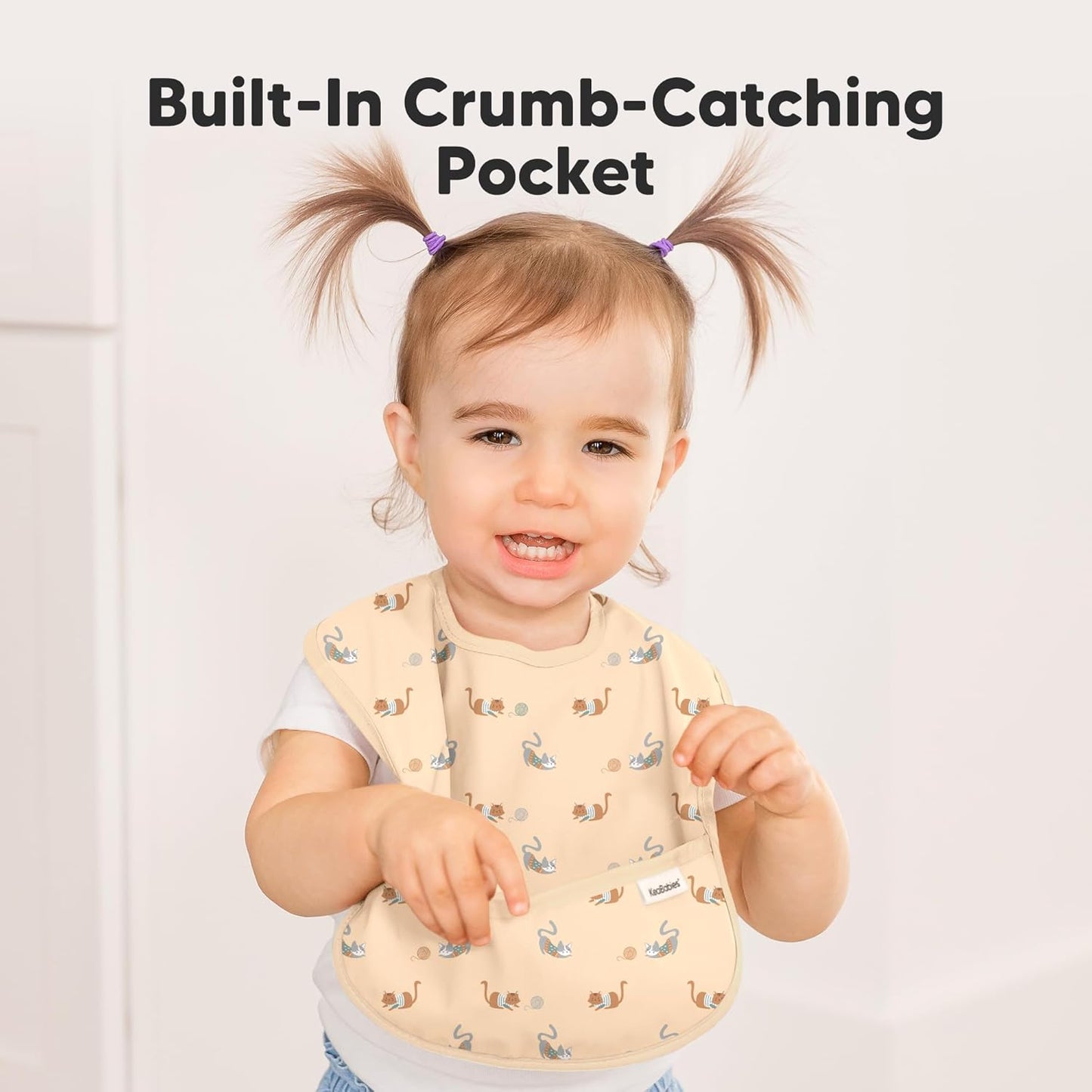 3-Pack Waterproof Baby Bibs for Eating - Lightweight Toddler Feeding Bibs with Large Food Catcher, Mess Proof, Food-Grade Baby Eating Essentials, Easy to Put On & Clean (Pets & Paws)