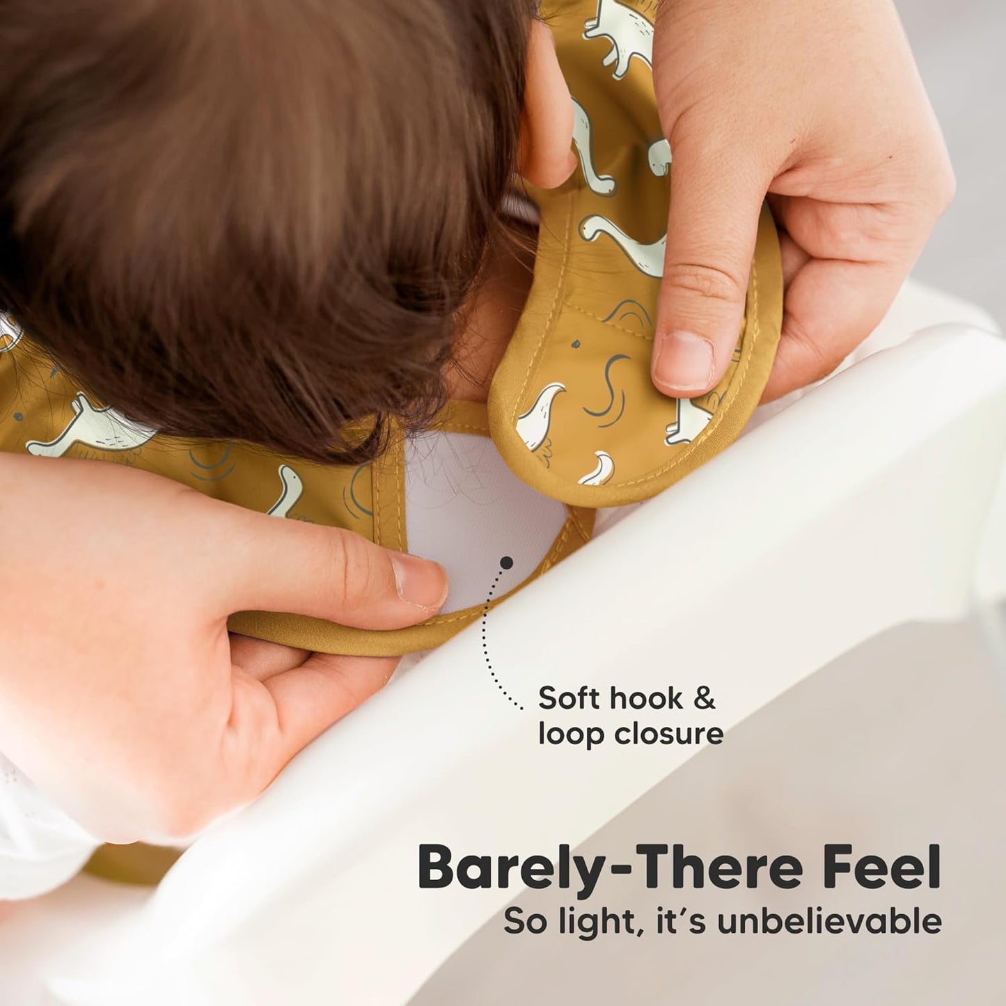 3-Pack Waterproof Baby Bibs for Eating - Lightweight Toddler Feeding Bibs with Large Food Catcher, Mess Proof, Food-Grade Baby Eating Essentials, Easy to Put On & Clean (Mesozoic)