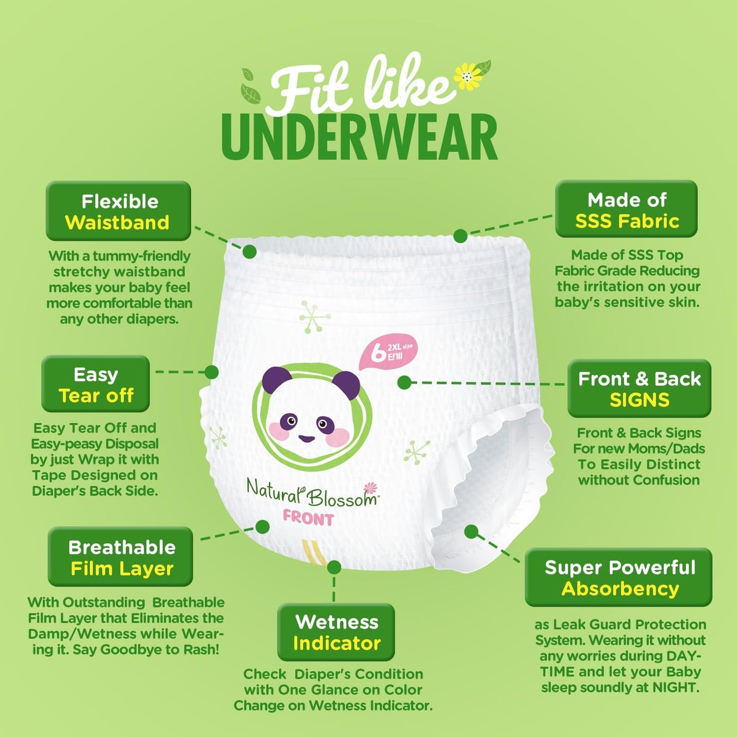 Pull-On Baby Diapers | Ultra-Slim, Hypoallergenic, Super Soft, Vegan | Size 6 (4T-5T, 33 lbs+) | 80 Count