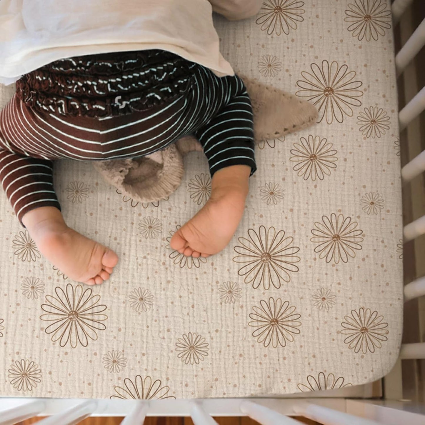 lulumoon Mini Crib Sheets Muslin: Soft Cotton Fitted Mini Crib Mattress Sheets for Boys and Girls 2Pack